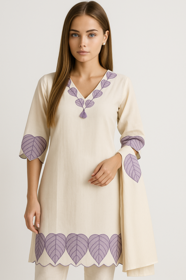 V-neck off white coord set