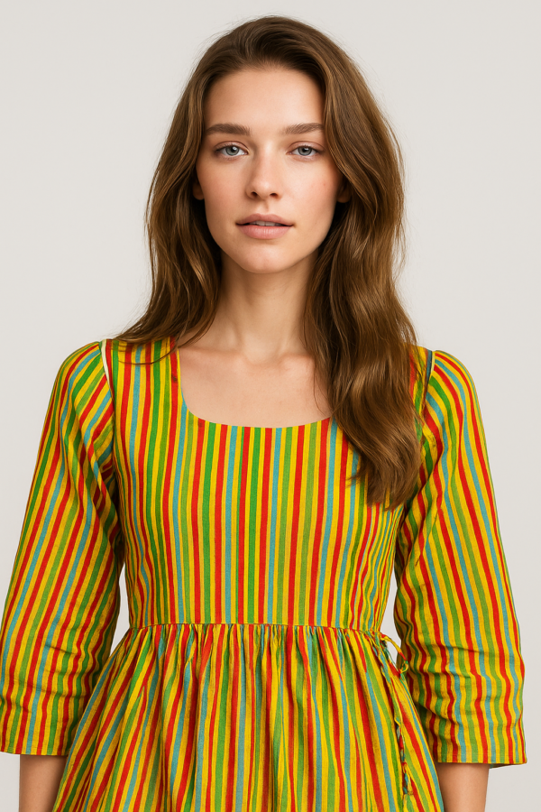 Multicolor Striped Short Frock