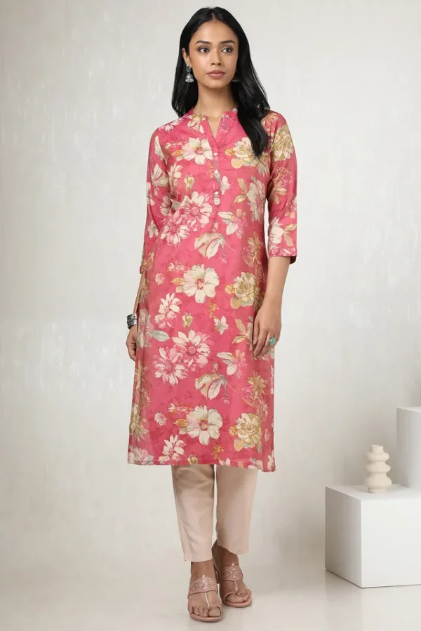 Peach_tissue_floral_print_kurta_womens