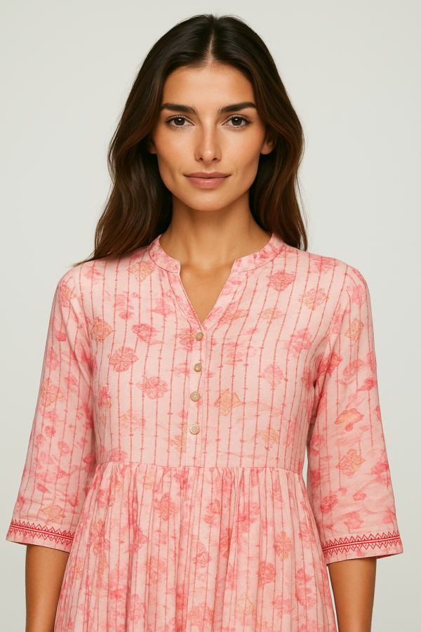 Soft Pink Floral Printed SEQUENCE PATTERN ANARKALI WITH BELT