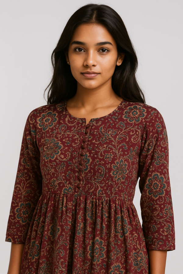 WINE FLORAL PRINTED SEQUENCE PATTERN ONE PIECE ANARKALI