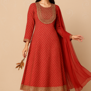 Red Gold Embroidered
