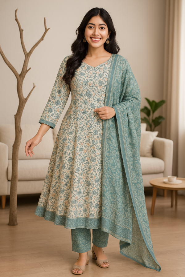 floral printed anarkali kurta set